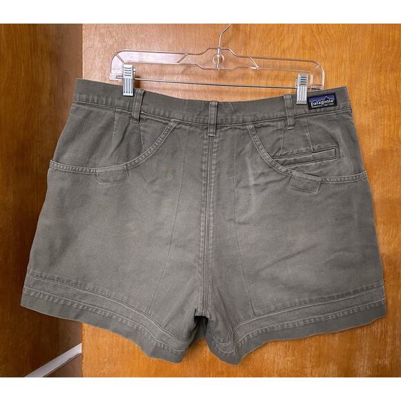 Patagonia Stand Up Shorts 5” Size 35 Olive Green Canvas Faded Distressed Hiking - Picture 1 of 9
